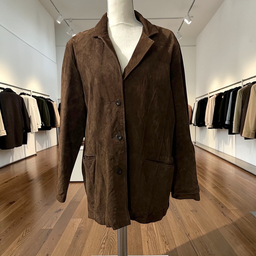 Brandon Thomas Brown Suede Leather Blazer Jacket Women 2X‎ 100% Leather 3-Button